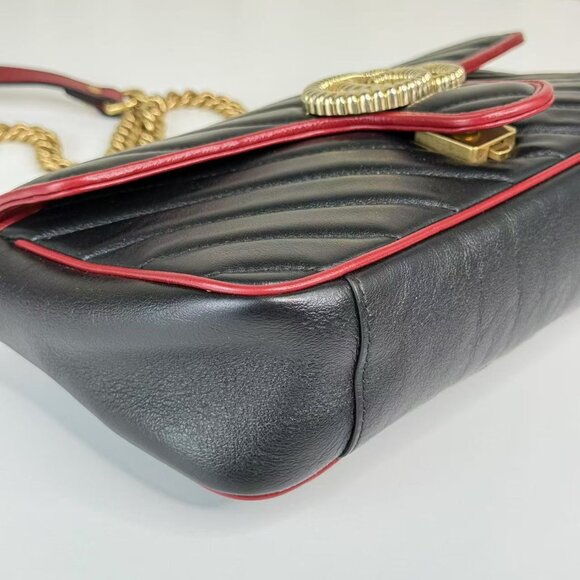 Gucci Black Leather Medium Marmont Flap Shoulder Bag - Picture 6 of 8